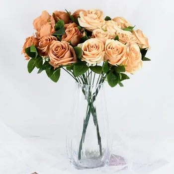 10 Hláv Umelého Hodvábu Ruže Kvet Svadobné Dekorácie, Svadobné Kytice Scrapbooking Plavidlá Falošné Kvety DIY Domáce Svadobné Dodávky