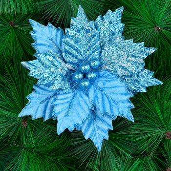 Vianočný Strom Dekorácie Odrezkov Umelý Kvet Visí Vianočné Modré Handričkou Jednoduchý A Veľkorysý Dizajn Svadobné Dovolenku 22 cm