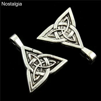 Nostalgia 10Pcs Trojice Symbolom Írska Uzlov Trojuholník Prívesky Charms Čiar Šperky 27*22 MM