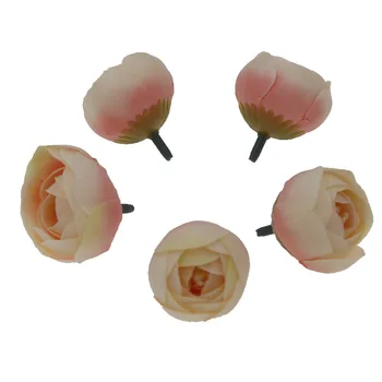 5 ks 4cm Umelé Kvety Hodváb Camellia Bud Kvet Hlavu Svadobné Domáce Dekorácie Veniec Headdress Candy Box DIY Príslušenstvo