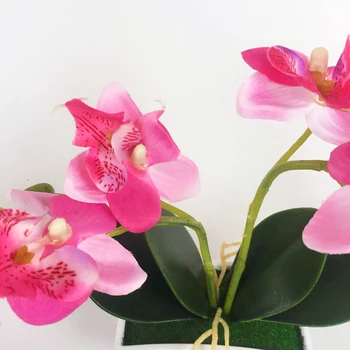 Umelé Motýľ Orchidea Bonsai Falošné Kvet s Pot Home Table Dekorácia Umelé Kvety v Črepníku Pre Home Decor