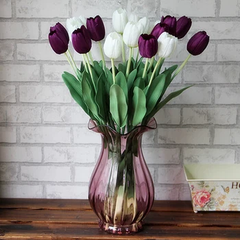 Celkom Tulipán Flores Umelé kvety Tulipany Falošné Kvet, Vianočné Dekorácie pre Domov svadobná Výzdoba