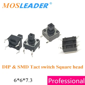 Mosleader 1000pcs 6*6*7.3 mm DIP SMD Takt prepínač Námestie hlavu Hore 6x6x7.3 mm Takt prepínač Hmatové Takt Push Button Micro Switch