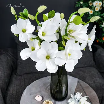 SunMade Luxusná Veľká Magnolia Pobočka Biele Kvety, Svadobné Dekorácie, Domáce Decore Flores Artificales Nový Rok Jeseň