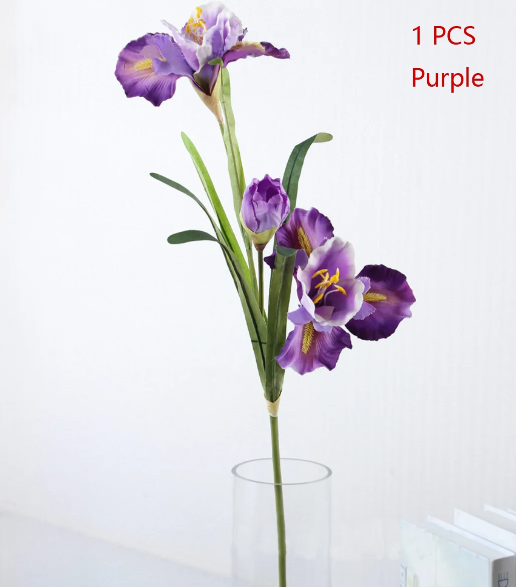 1 KS 90 cm 3 Kvet hlavy Umelé Iris Kvet Gladdon Domov Svadobný Stôl Miestnosti Dekorácie Darček F604 0