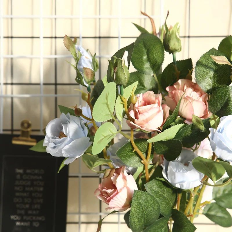 3 Hlavu Hodváb Camellia Rose Umelé Kvety Dlhé Plastové Kmeňových Svadobné Cesty Vedú Umelé Kvety Textílie Falošné Kvet Domáce Dekorácie 1