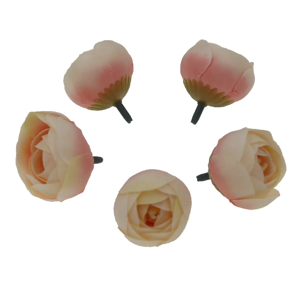 5 ks 4cm Umelé Kvety Hodváb Camellia Bud Kvet Hlavu Svadobné Domáce Dekorácie Veniec Headdress Candy Box DIY Príslušenstvo 0