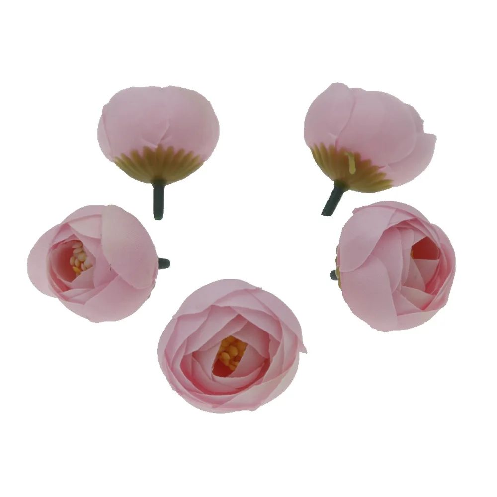 5 ks 4cm Umelé Kvety Hodváb Camellia Bud Kvet Hlavu Svadobné Domáce Dekorácie Veniec Headdress Candy Box DIY Príslušenstvo 2
