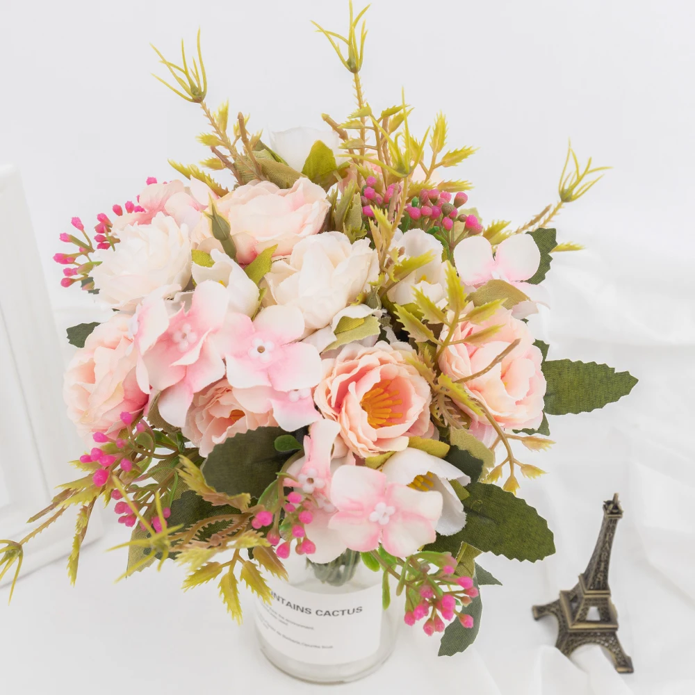 Hodváb pivónia umelé kvety ruže kytice na svadobný stôl dekorácie luxusné kvalitné falošné kvety, domáce vnútorné diy dekor 3