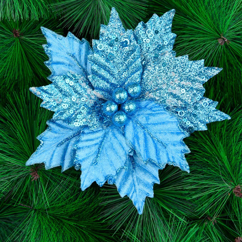 Vianočný Strom Dekorácie Odrezkov Umelý Kvet Visí Vianočné Modré Handričkou Jednoduchý A Veľkorysý Dizajn Svadobné Dovolenku 22 cm 0