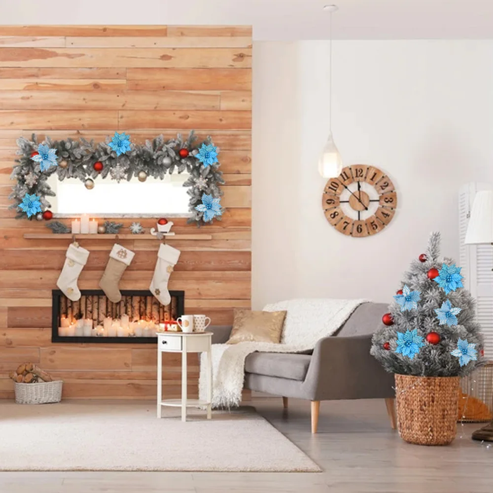 Vianočný Strom Dekorácie Odrezkov Umelý Kvet Visí Vianočné Modré Handričkou Jednoduchý A Veľkorysý Dizajn Svadobné Dovolenku 22 cm 1
