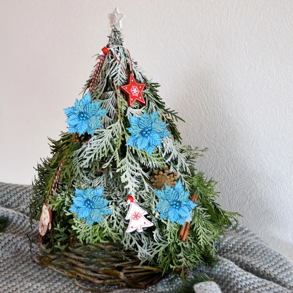 Vianočný Strom Dekorácie Odrezkov Umelý Kvet Visí Vianočné Modré Handričkou Jednoduchý A Veľkorysý Dizajn Svadobné Dovolenku 22 cm 4