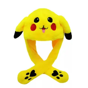 Pokémon Pikachu Anime Plyšové Klobúk Bunny Plyšové Uši Zábavné Roztomilý Kreslený Klobúk Blikajúce Uši Hnuteľný Plyšové Bábika Darček Obrázok Hračky