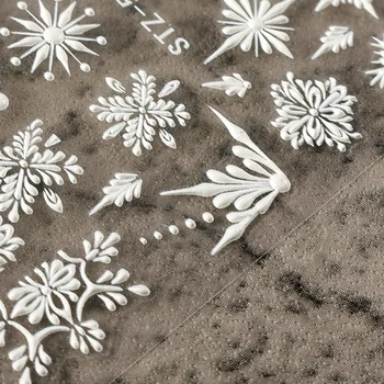 5D snehové Vločky na Nechty, Nálepky Zimné Plastický Jeleň Dizajn Charms Biely Kvet Lepidlo Manikúra Jazdca Obtlačky Nail Art Decoration