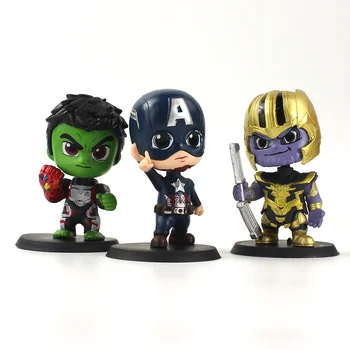 6pcs/set 8-9.5 cm Avengers Koncovka Iron Man Thanos Hulk Kapitán Amerika Vojnový Stroj Hawkeye Q Verzia PVC Údaje Dekorácie, Hračky