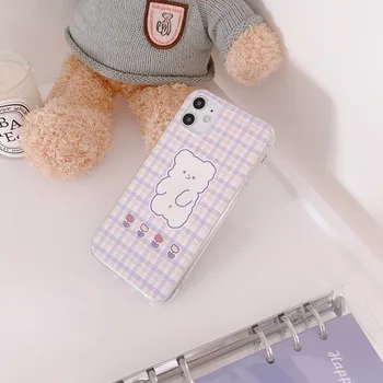 Retro Úsmev medveď stožiare, Kvet Telefón puzdro pre iPhone 12 11 Pro Max XR X XS Max 7 8 Plus 12 mini 7Plus prípade Roztomilý Silikónové krytie