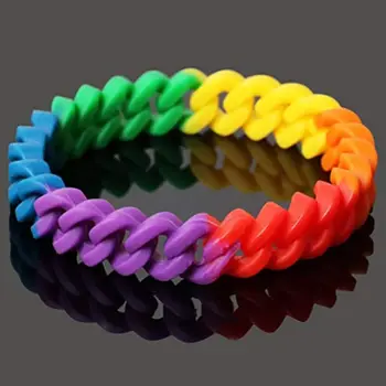 18 Typy Unisex LGBT Rainbow Písmená Športové Náramok Šesť-Farba Gay Lesbickej Hrdosti Silikónové Gumy Wristlet Náramok Strany Sprievod