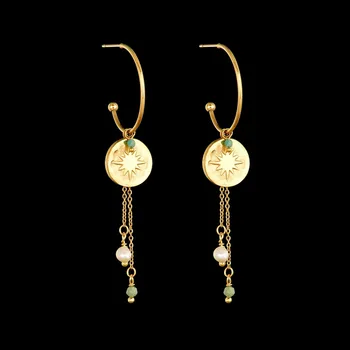 14 karátové Zlato z Nehrdzavejúcej Ocele, Náušnice dámske Náušnice Prírodné Perly Barokový Európske A Americké Módne Náušnice Retro Šperky