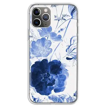 Modré a biele porcelánové Telefón puzdro Pre Apple iPhone 11 13 Pro 12 Mini SE X XR XS Max 6 6 7 8 Plus Vzor Mäkké TPU Kryt Späť