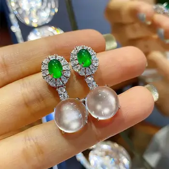 Inšpiroval dizajn nový silver diamond prírodný ľad kolo chalcedony náušnice, luxusné a elegantné, dámske výročie zapojenie