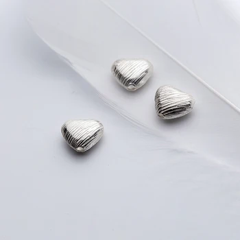 MEETSOFT Romantický 925 Sterling Silver Srdce Diagonálne štruktúry Priestor Perličiek Charms Ručné DIY Šperky veľkoobchod Príslušenstvo