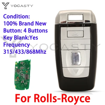 YOCASTY 4 Tlačidlá Smart Remote Auto príveskom puzdro Pre Rolls Royce Phantom Štýl S Uncut Prázdne Výmenu Kotúča