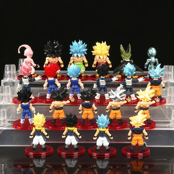 16pcs/set Anime Dragon Ball Obrázok Vyhovovali 21Pcs/set Super Saiyan Goku Vegeta Šachty Majin Buu PVC Akčný Model Chlapec Hračka Darček