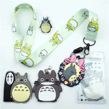 I121 Totoro Cartoon ozdobná šnúrka na uniforme Krku Popruhy ID Odznak Držiteľ Roztomilé Anime Prívesok Mobilný Telefón Keyring Charms Cosplay Keychain Darček