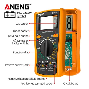 ANENG DM850 Eletrical Digitálne 1999 Počíta Profesionálne Multimeter Auto AC/DC Votage tester Ohm Aktuálne Ammeter Detektor Nástroj