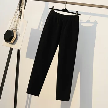 Black Corduroys Plus Veľkosť Nadrozmerná kórejský Vintage Jeseň Oblečenie pre Ženy Vysoký Pás Nohavice Módne Nohavice Pre Dievčatá