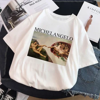 Michelangelo Estetické Harajuku T Shirt Nadrozmerné T-shirt Ženy Ullzang Vaporwave Vintage Grafické Tričko Anime Top Tees Žena