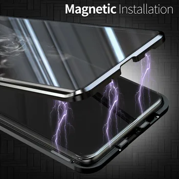 Magnetické puzdro pre Samsung Galaxy S8 S9 S10 S20 Plus Ultra S20FE Obojstranný Tvrdeného Skla Plnú Ochranu Kryt Telefónu