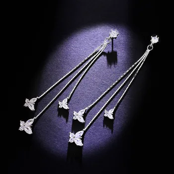Trendy Vintage Šperky Strany Svadobné Svadobné Doplnky Visieť Náušnice Pre Ženy Móda Motýľ Strapec Krištáľové Náušnice Kvapka