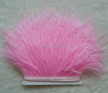 Tmavo Ružová Pštrosie Fringe,10yards/veľa-Hot Pink Pštrosie perie Trim,Pštrosie orezávanie na Satén Hlavičky 5-6inches na šírku