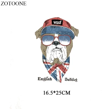 ZOTOONE Cartoon anglický Buldog Prenos Tepla Vinyl Zvierat Škvrny Na Oblečení Nálepky T-shirt Železa-na Prevody Tepelnej Stlačte