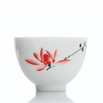 Čínsky Keramické Teacup Ručne maľované Ryby, Kvety Biele Porcelánové Misy Čaju Prenosné Meditácie Pohár Ručné Čaj Nastaviť Master Poháre