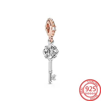 Romantický 925 Sterling Silver Key, Aby Vaše Srdce Visieť Charms Fit Pôvodné Pandora Náramok
