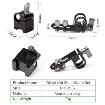 Lanparte Offset Studený / Hot Shoe Mount Set s osadenými 15 mm Rod Svorky pre DSLR Fotoaparát, Príslušenstvo