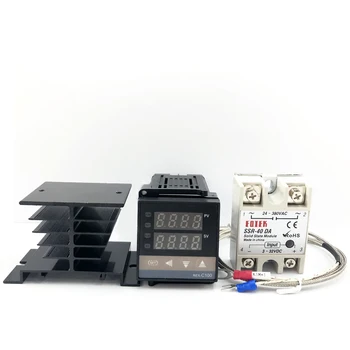 REX-C100 Digitálny Termostat PID Regulátor Teploty SSR výstup + Max.40A SSR Relé + K Termočlánkom Sonda chladiča 0-1300C