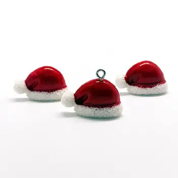 10pcs 15*25 mm Kawaii 3D Flatback Živice Red Hat Charms Prívesky Pre DIY Dekorácie Vianočné Hat Náušnice Telefón Prípade Príslušenstvo
