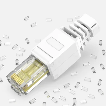 Č. Krimpovacie Konektory Ethernetový Kábel Nástroj-menej Crystal Head Plug CAT6 RJ45 Konektor