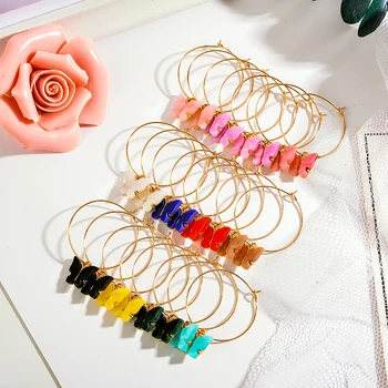 Peixin kórejská verzia visieť roztomilý motýľ, náušnice, módne šperky boho farebný akryl motýľ dámske náušnice strany darček
