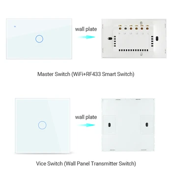 WiFi Smart Light Switch RF433 Vysielač Prepínač Inteligentný Život Tuya Aplikácie Ovládanie Práce s Alexa Domovská stránka Google EÚ a USA 2/3 Cesta