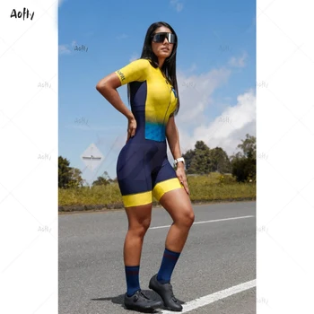 2022 Páry Rukáv Cyklistické Oblečenie Jumpsuit Sady Kafitt Malý Opice Macaquinho Ciclismo Feminino Triatlon Vyhovovali Gél 20D Pad