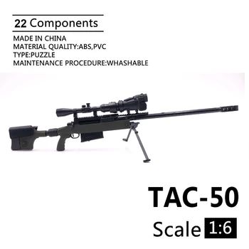 1:6 TAC-50 Sniper Puška Zbraň Model Black Potiahnuté Plastovou Vojenské Model Príslušenstvo Pre 12