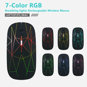 Bezdrôtová Myš 2.4 G RGB Typ-C Dobíjacia Myš Počítač Tichý Mause RGB Podsvietenie Ergonomic Gaming Myš Pre Notebook, PC a Mac