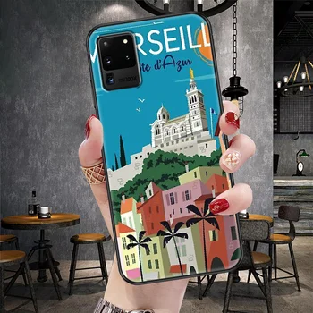 Francúzsko Marseille cestovné Telefón puzdro Pre Samsung Galaxy Note 4 8 9 10 20 S8 S9 S10 S10E S20 Plus UITRA Ultra black fashion späť