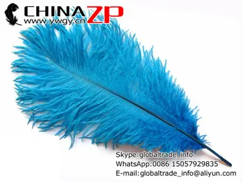 CHINAZP Pôvodných 30-35 cm/12-14inch Dĺžka 100ks/veľa Kvalitných Farbené Modrá Pštrosie Perie Drabs