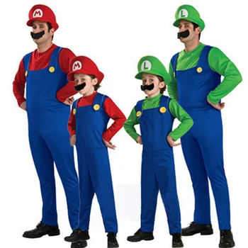 Super Mario Oblečenie pre Dospelých a Deti Mario Rodiny Bros Cosplay Kostým Nastaviť Deti Darček Halloween Party MARIO & LUIGI Oblečenie