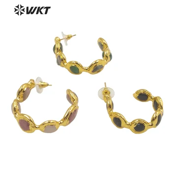 WT-E654 Luxusné Veľkoobchod tvar zlaté náušnice ženy šperky zistenia s hoop pre vás tak pekné, ako Výročie darček
